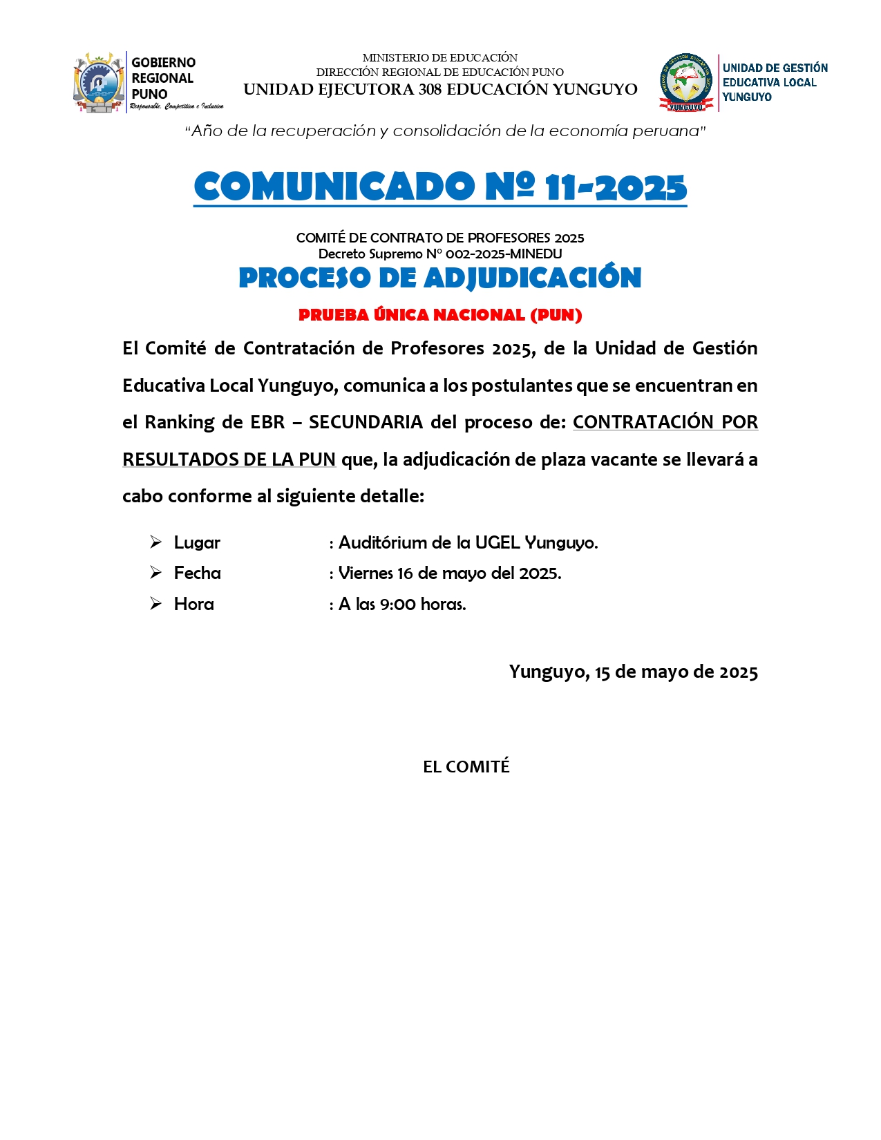 Imagen Comunicado